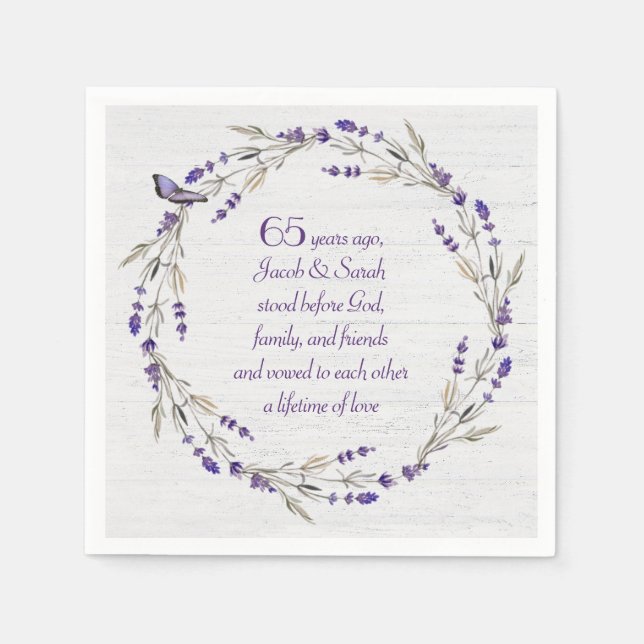 Lavender Wreath zum 65. Jahrestag Serviette (Vorderseite)