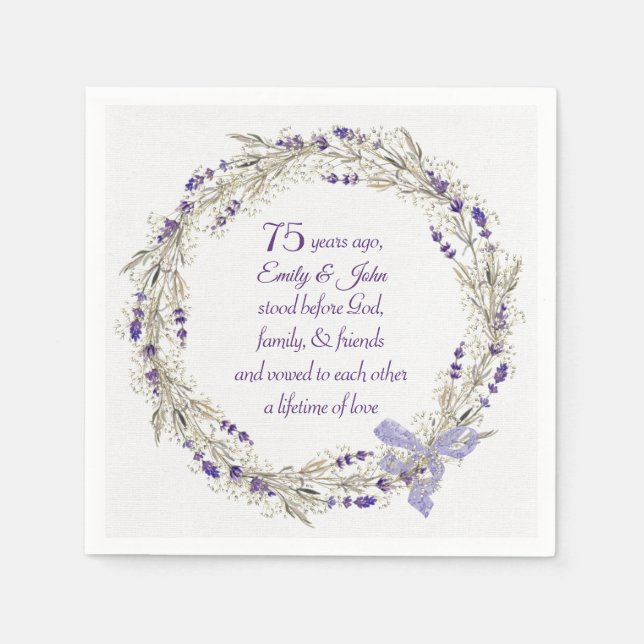 Lavender Wreath zum 75. Jahrestag Serviette (Vorderseite)