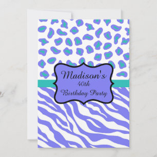 Lavender Zebra Leopard 40. Geburtstag Einladung