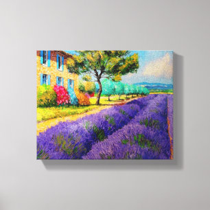 Lavenderfelder in Provence Aquarellbilder drucken Leinwanddruck