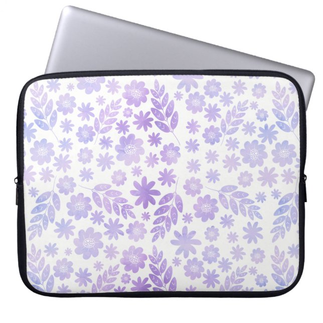 Lavenderhandgezeichnetes Blumenmuster Laptopschutzhülle (Vorderseite)