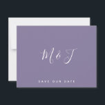 Lavenderinitials Wedding Save the Date<br><div class="desc">Hintergrund des Lavendels. Weiße Initialen. Monogramm. Einfach. Save The Date. Website.</div>