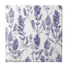 Lavenfelder | Lila Wasserfarben-Blumenmuster Fliese