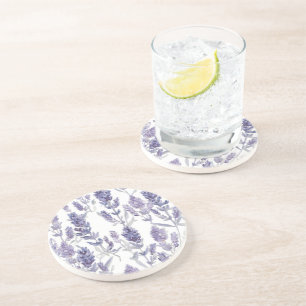 Lavenfelder Lila Wasserfarben-Blumenmuster Getränkeuntersetzer