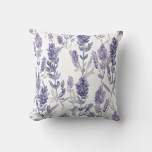 Lavenfelder   Lila Wasserfarben-Blumenmuster Kissen
