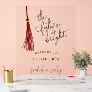 L'avenir est brillant Maroon Tassel Grad Party Sig