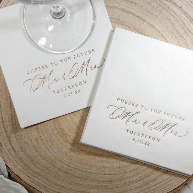 L'avenir Mr & Mrs Custom Engagement Party (Elegant engagement party napkins - Cheers to the future Mr & Mrs)