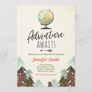 L'aventure attend le invitation de Baby shower Vin