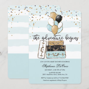 L'aventure commence Invitation pour Baby Shower