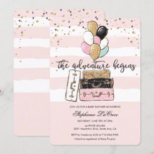 L'aventure commence Invitation pour Baby Shower