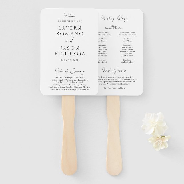 Lavern Elegant Modernes Hochzeitsprogramm Fächer (Vorne und Hinten)