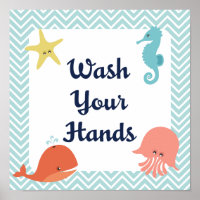 Lavez vos mains Sea Life Kids Poster Imprimer