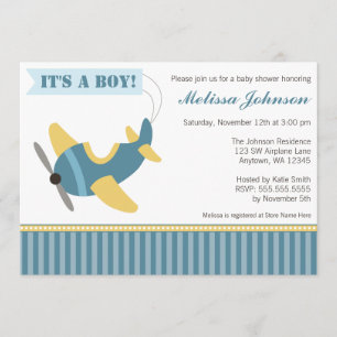 L'avion barre des invitations de baby shower de