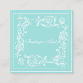 Lavische Scroll- und Frame Aqua und weißes Dekorat Quadratische Visitenkarte