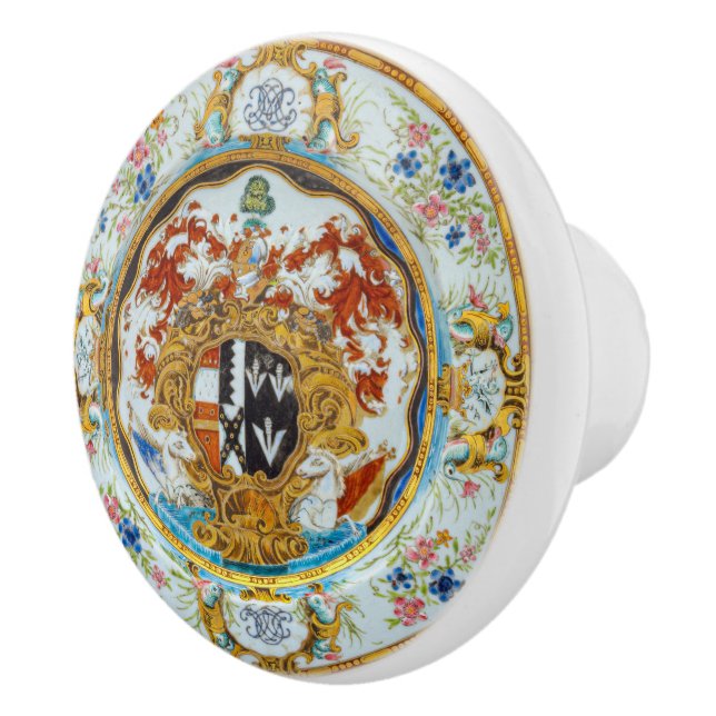 Lavish British Enamel Painting Cabinet Drawer Keramikknauf (Rechts)
