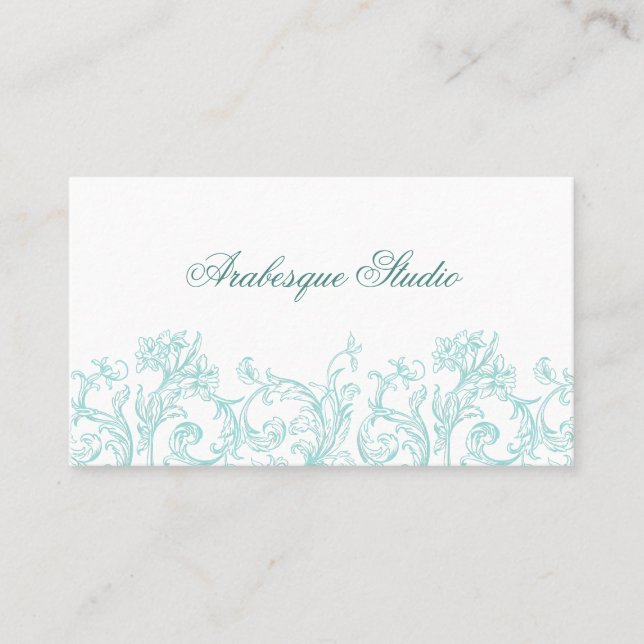 Lavish Floral Robin's Egg Blau und Weiß Visitenkarte (Vorderseite)