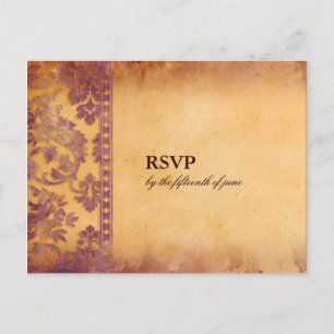 Lavish Lilac Grunge Damask Wedding UAWG Postcard Einladungspostkarte