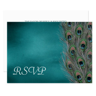 Lavish Peacock Feathers Wedding RSVP Response Card