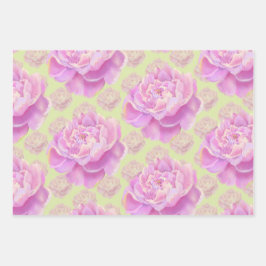 Lavish Peony auf hellgrün Geschenkpapier Set