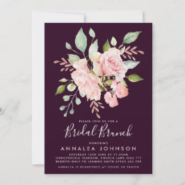 Lavish Pink & Eggplant Rose Bridal Brunch Einladung