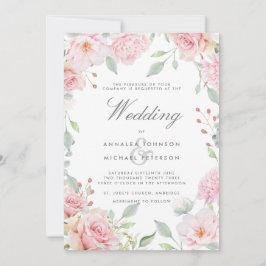 Lavish Pink Roses Rahmen Wedding Einladung