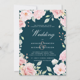 Lavish Pink Roses Rahmen Wedding Einladung