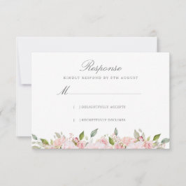 Lavish Pink Roses Wedding RSVP Karte