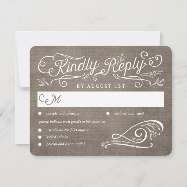 Lavish Scrolls Editable Color Wedding RSVP Card (Vorderseite)