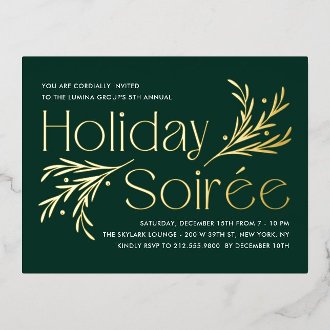 Lavish Soirée Foil Carte postale Invitation de vac (Recto)