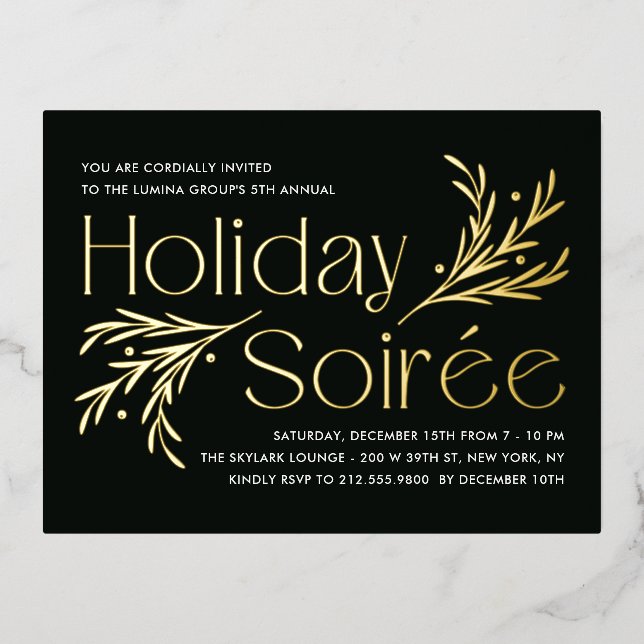 Lavish Soirée Foil Holiday Einladung Postkarte (Vorderseite)
