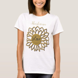 Lavishishon Monogram 3D Liebe Blume Mustard T-Shirt