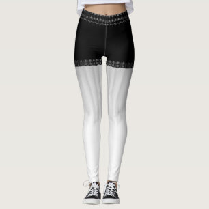 LavishishonOn Denim & Lace Shorts Black & White Leggings