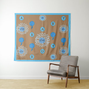 LavishishyOn Baby Boy Gender Reveal Blue Liebe Blu Wandteppich