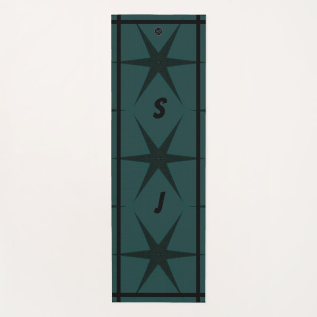 LavishlyOn Monogram Men Aqua Starfish Yogamatte (Vorderseite)