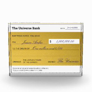 Law of Attraction Elegant Gold Abundance Check Fotoblock