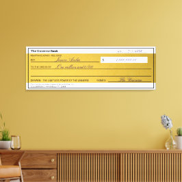 Law of Attraction Elegant Gold Abundance Check Leinwanddruck