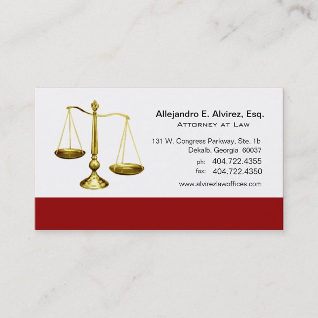 Law Offices Attorney Lawyer Scales of Justice Visitenkarte (Vorderseite)
