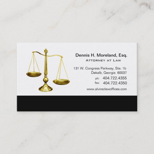 Law Offices Attorney Lawyer Scales of Justice Visitenkarte (Vorderseite)