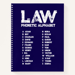 LAW-Phonetik-Alphabet – Marineblaue Spiralbindung- Notizbuch