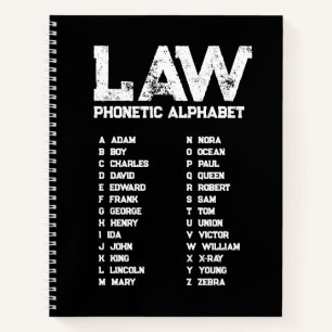 LAW-Phonetik-Alphabet – Schwarzes Spiral-Notizbuch Notizbuch