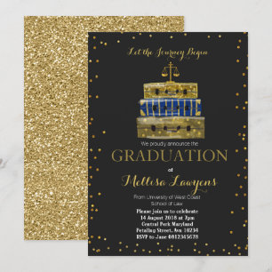 Law School Abschluss Navy Blue Card einladen Einladung
