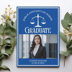 Law School Foto Custom Blue White Abschluss Ankündigung