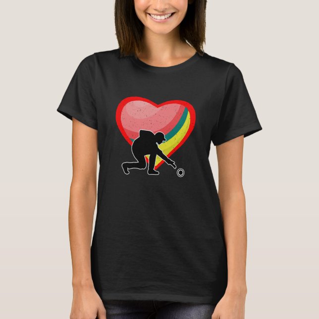 Lawn Bowling Heart Sport Love Anti Valentines Day T-Shirt (Vorderseite)