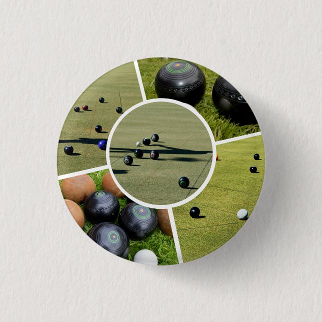 Lawn Bowls Five Picture Collage, Abzeichen Button (Vorderseite)