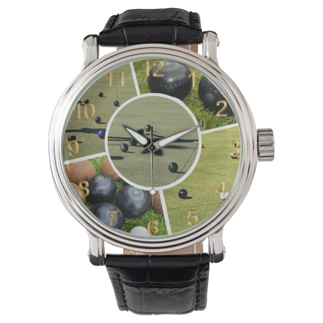 Lawn Bowls Five Picture Collage, Schau dir an Armbanduhr (Vorderseite)