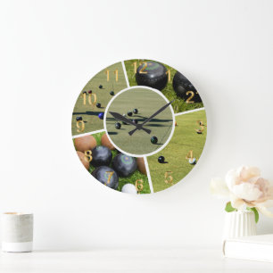 Lawn Bowls Five Picture Collage, Wall Clock Große Wanduhr