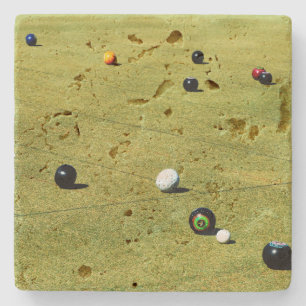 "Lawn Bowls Game Action", Steinuntersetzer