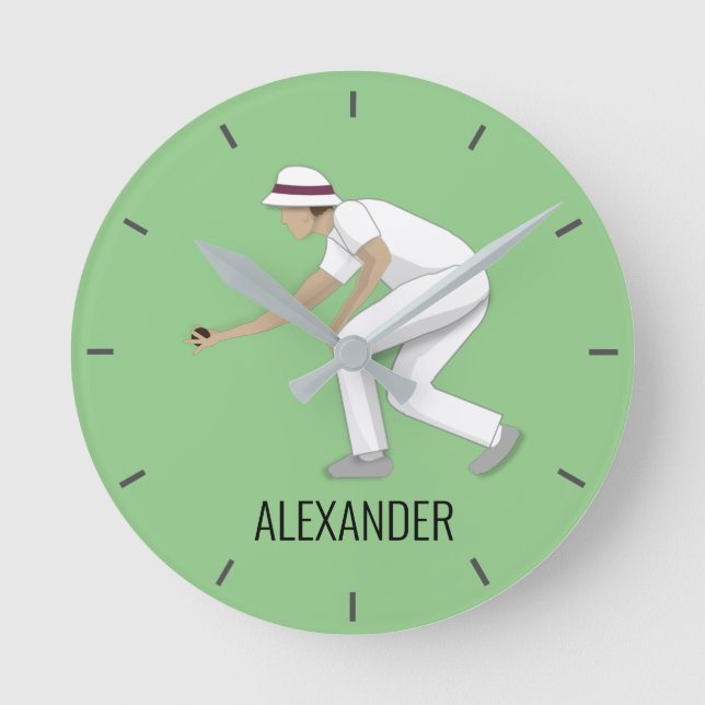 Lawn Bowls Runde Wanduhr (Vorderseite)