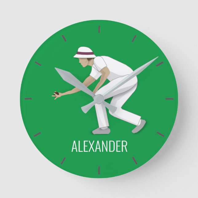 Lawn Bowls Runde Wanduhr (Vorderseite)