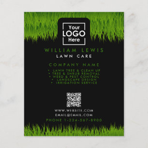 Lawn Care Business Logo Landscape QR Code Schwarz Flyer